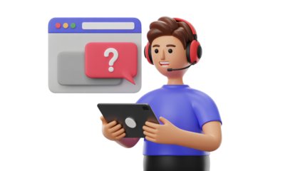 Friendly tech support expert offering assistance with online questions