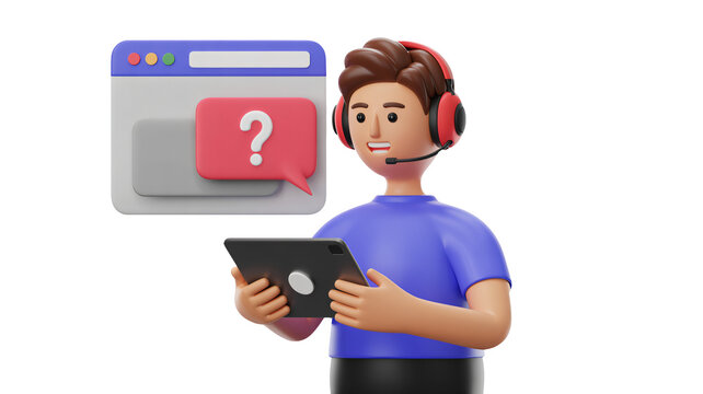 Friendly tech support expert offering assistance with online questions