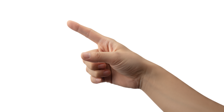 Hand Pointing Finger Index Gesture on Black Background graphic design on Transparent Background Modern Minimal PNG Design Elements
