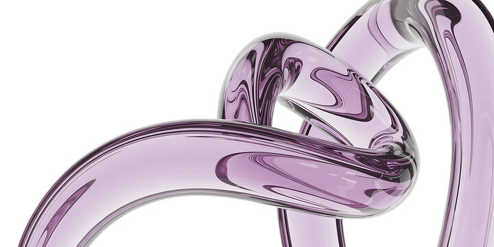 Intertwined Transparent Purple Glass Tubes Abstract Design on Black graphic on Transparent Background Modern Minimal PNG Design Elements