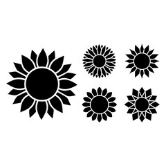 Sunflower Icon Set – Floral Nature and Botanical Vector Pack