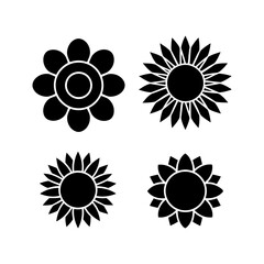 Sunflower Icon Set – Floral Nature and Botanical Vector Pack