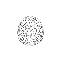 Line art icon of a human brain symbolizing intelligence and hard work mindset