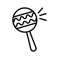 Maraca baby rattle shaker simple line icon vector illustration 