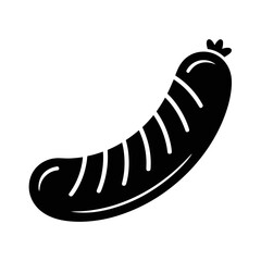 Simple sausage icon vector black glyph food symbol illustration 