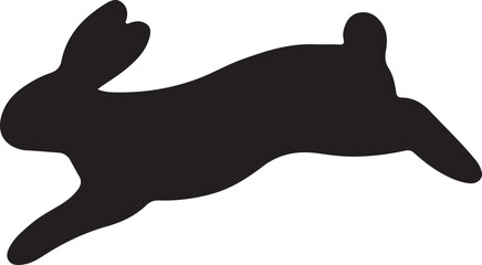 black rabbit silhouette, black vector icon style, simple shape, clean cut, white background, no shadow, no text, no gradient, high contrast, minimal design, stock ill