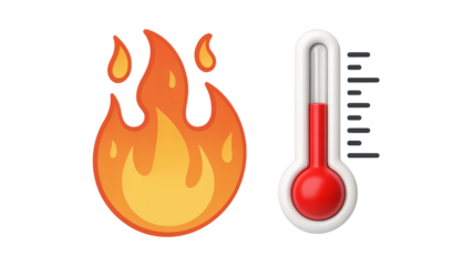 Fiery heatwave warning with thermometer rising to extreme temperatures