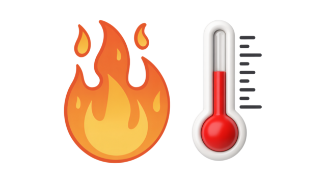Fiery heatwave warning with thermometer rising to extreme temperatures