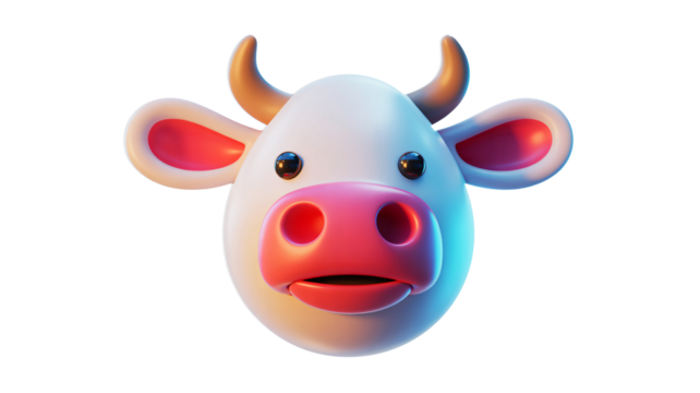 Cartoon cow avatar for social media or profile picture with farm appeal