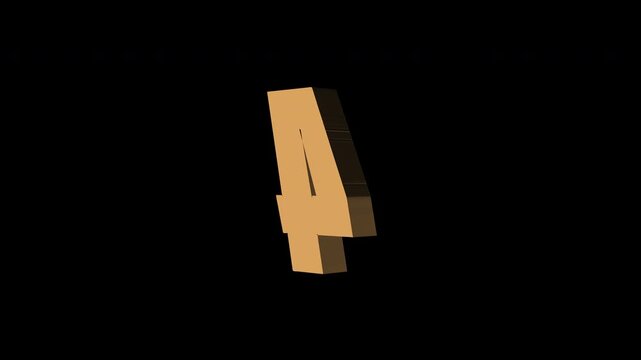 Alphabet four 3d zoom in animation. 4K
