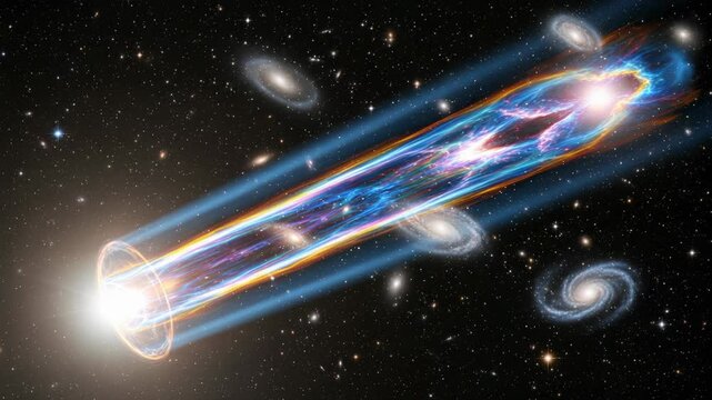 Gamma ray burst illuminates galaxies with brilliant energy tunnel across the cosmic canvas