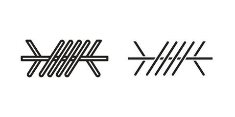 Barbed Wire icon illustrations collection. editable stroke outline and flat style