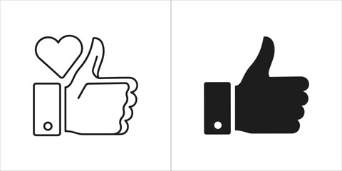 Obraz premium Thumbs up icon with heart