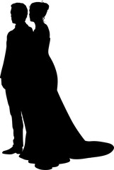 Bride And Groom Couple Wedding Dress Silhouettes