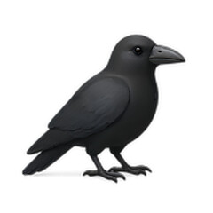 Cute Black Crow Character in 3D