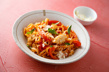 Chicken pasta with pepper and cheese