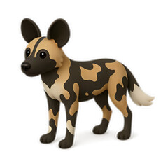 Cartoon Dog with Tan, Brown, and Black Camouflage