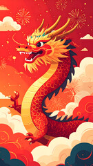 Obraz premium chinese dragon on red background