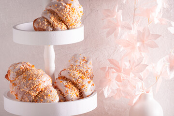 Sweet saint martin's croissant as a Polish dessert.