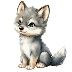 A cute wolf illustration on transparent background