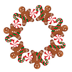 Gingerbread Man Candy Wreath Circle Frame