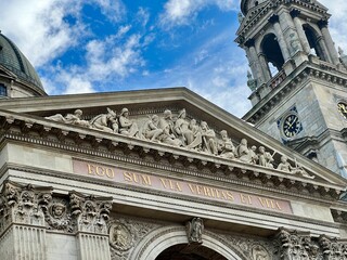 St. Stephen's basilica facade enjoying summer sky in budapest