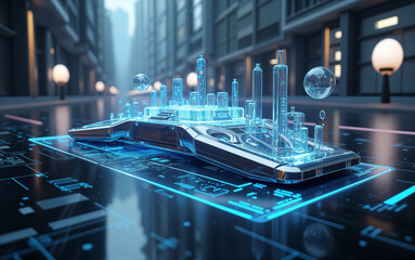 Holographic Table with AI Blueprint
