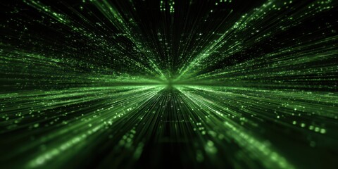 Green Digital Light Rays Creating Abstract Sci-Fi Background Effect