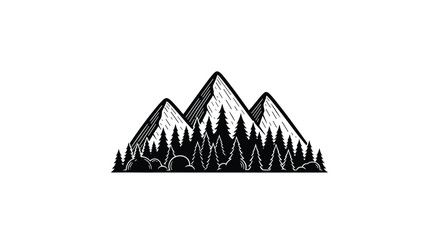 Striking minimalist mountain range illustration ideal for outdoor adventure branding and logo design projects offering a nature inspired aesthetic