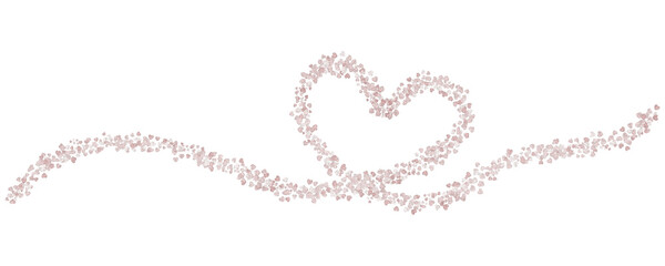 Pink heart frame made of confetti shaping a ribbon heart dry brush heart design element.