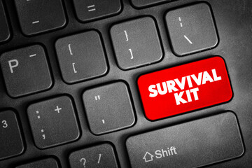 Survival Kit text button on keyboard, concept background