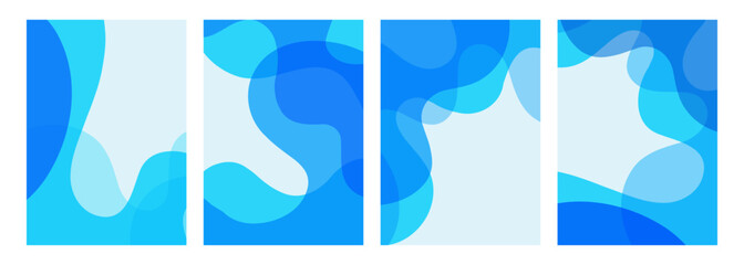 Set of Winter theme abstract backgrounds. Blue colored gradient waves for Winter season creative graphic design. Vector illustration.