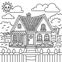 Fototapeta premium vector illustration of houses coloring page 