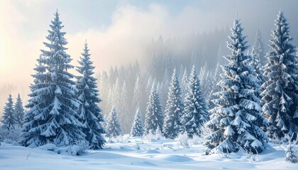 Naklejka premium winter forest in the morning