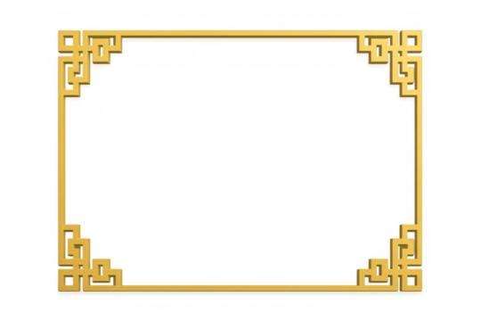 Golden chinese decorative frame with traditional oriental pattern. Perfect for elegant asian design. Transparent background