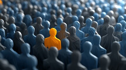 Obraz premium Standing Out From Crowd Distinct Person in Group Concept Illustration