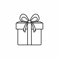 Obraz premium Minimalist gift box with bow line drawing isolated.