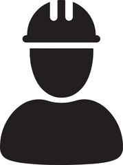 Fototapeta premium Hard hat engineer avatar icon vector representing safety, construction, and professional worker concept.