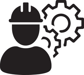 Industrial gear machinery icon vector showing mechanical engineering, factory, and technology concept.