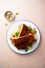BBQ ribs with sauerkraut