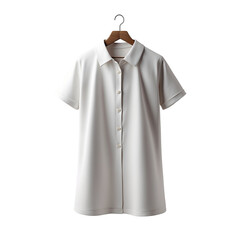 3d icon of white shirt dress on hanger isolated on transparent background for online store