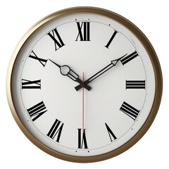 3d icon of classic wall clock with roman numerals isolated on transparent background