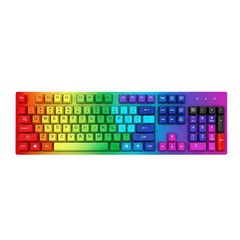 3d icon of colorful rainbow keyboard for computer isolated on transparent background