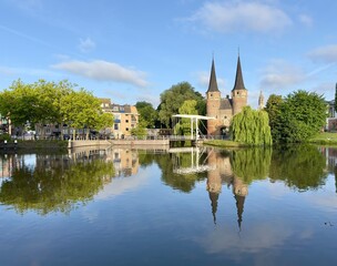 Oostpoort, the historic Eastern Gate to the city of Delft in the Netherlands. 
