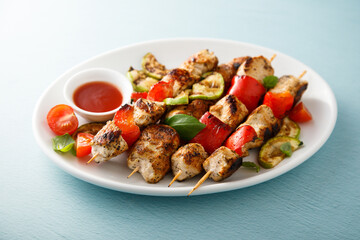 Chicken skewers with vegetables