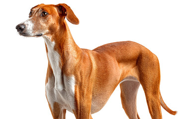 Azawakh seen in profile on a white background