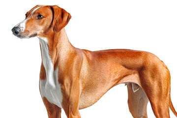 Azawakh seen in profile on a white background