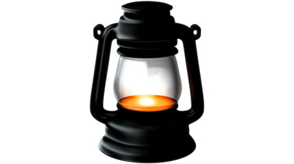 Black oil lantern with glowing flame