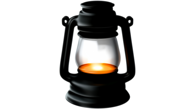 Black oil lantern with glowing flame