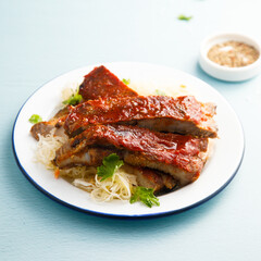 BBQ ribs with sauerkraut